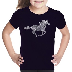 LA Pop Art Girl's Word Art T-shirt - Horse Breeds - 1 of 4