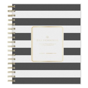 Day Designer 2025 Daily/Monthly Planner 10.16"x9.49" Wirebound Rugby Stripe Black: Adult Calendar, Tabs, Paper 8x10 - 1 of 4
