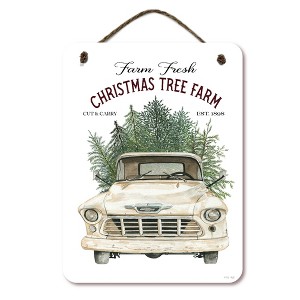 Courtside Market Christmas Classic Car 12x16 Hanging Artboard with Twine - 1 of 2