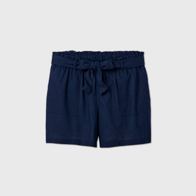 navy paper bag shorts