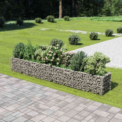 vidaXL Gabion Raised Bed Silver Galvanized steel 177.2 x 35.4 x 19.7 in