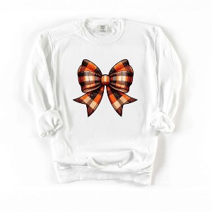 Simply Sage Market Women's  Garment Dyed Graphic Sweatshirt Coquette Fall Plaid - 1 of 4
