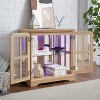 Vynxaria LED Curio Display Cabinet: Antique Style with Adjustable Shelves, Lattice Doors, Elegant Bookcase & Storage for Home Decor and Organization. - 2 of 4
