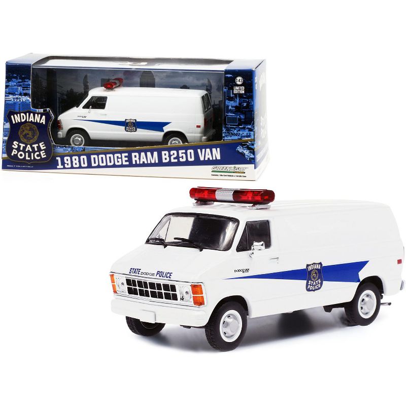 1980 Dodge Ram B250 Van White "Indiana State Police" 1/43 Diecast Model by Greenlight, 1 of 4