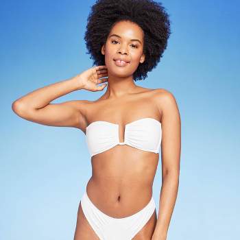 Women's Triangle Bralette Faux Wrap Halter Bikini Top - Shade & Shore™  White XL