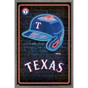 Trends International MLB Texas Rangers - Neon Helmet 23 Framed Wall Poster Prints - 1 of 4