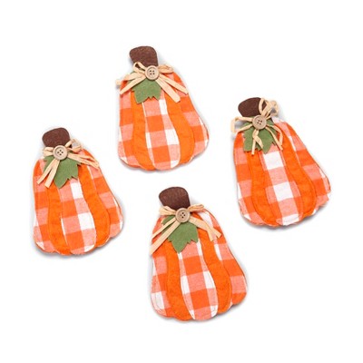 Lakeside Pumpkin Utensil Holder - Farmhouse Table Decor for Fall Holidays - Set of 4