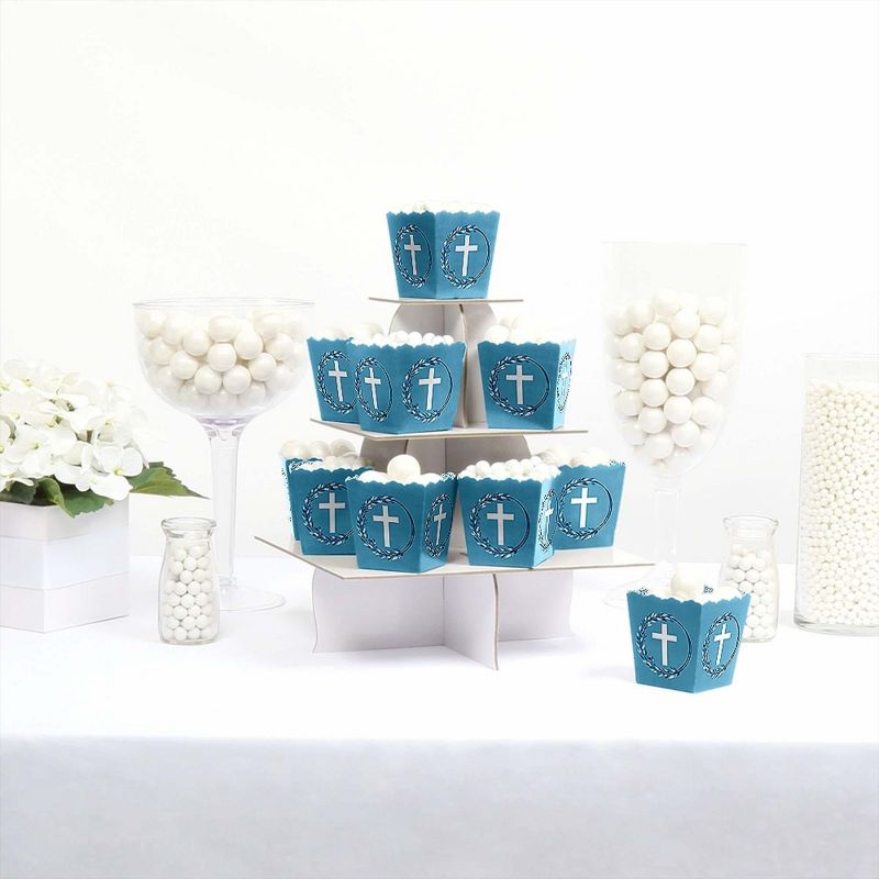 Big Dot of Happiness Blue Elegant Cross - Party Mini Favor Boxes - Boy Religious Party Treat Candy Boxes - Set of 12, 2 of 6