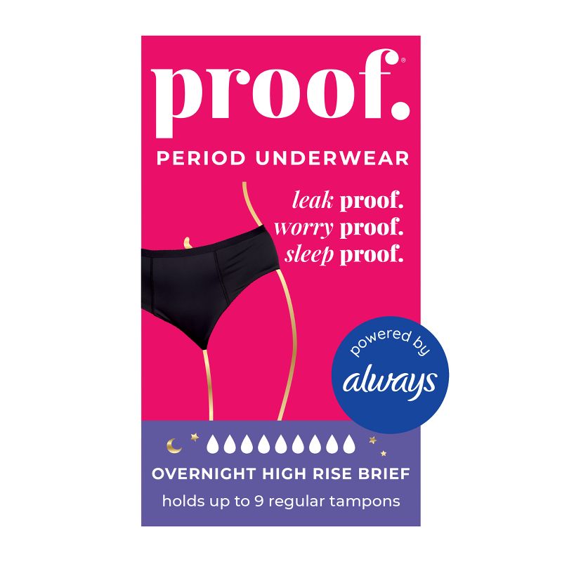  Proof Underwear Overnight High Rise Briefs - Black, 3 of 11