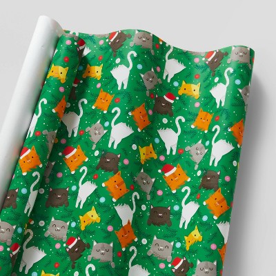 55 sq ft Cats Tree Gift Wrap Green - Wondershop™