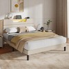 Queen Size Bed Frames with Upholstered Headboard Modern Platform Bed with Bed Frame with Sturdy Wooden Slats/No Box Spring Needed/2-Tier Storage Beige - 2 of 4