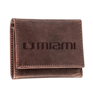 Evergreen NCAA Miami Hurricanes Brown Leather Trifold Wallet Officially Licensed with Gift Box - 1 of 1