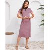 Clearlove Women's Short Sleeve Button Down Striped Maternity Dress Split Hem Nursing Friendly Pregnancy Dress - 2 of 4