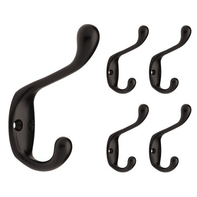 Franklin Brass 5pk 3" Heavy Duty Coat & Hat Decorative Hooks Black