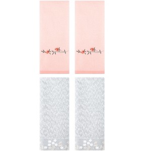 REGALWOVEN 4 Pcs 100% Cotton Floral Embroidered Soft Absorbent Decorative Hand Towel - 1 of 4