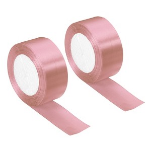 Unique Bargains Single Side Solid DIY Wrapping Decoration Roll Satin Ribbons 2 Pcs - 1 of 4