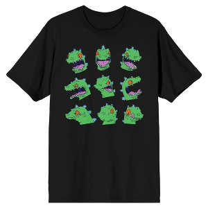 Rugrats Reptar Facial Expressions Men's Black T-shirt - 1 of 3