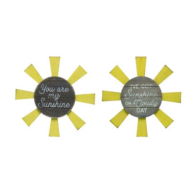 Transpac MDF Sun Wall Decor Set of 2 Spring Home Decorations