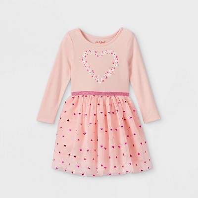 Toddler Girls' Floral Heart Tutu Tulle Long Sleeve Dress - Cat & Jack™ Pink