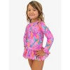 RuffleButts Girls UPF50+ Sun Protected Scallop Hem Long Sleeve Rash Guard Bikini - 3 of 4