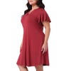 Agnes Orinda Women's Plus Size V Neck Button Ruffle Short Sleeve Midi Length Nightgowns - 2 of 4