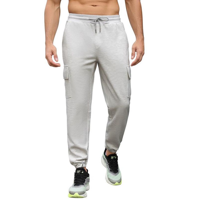 Mens Cargo Sweatpants Elastic Waist Drawstring Casual Lounge Running Athletic Joggers Pants with Pockets, 1 of 8
