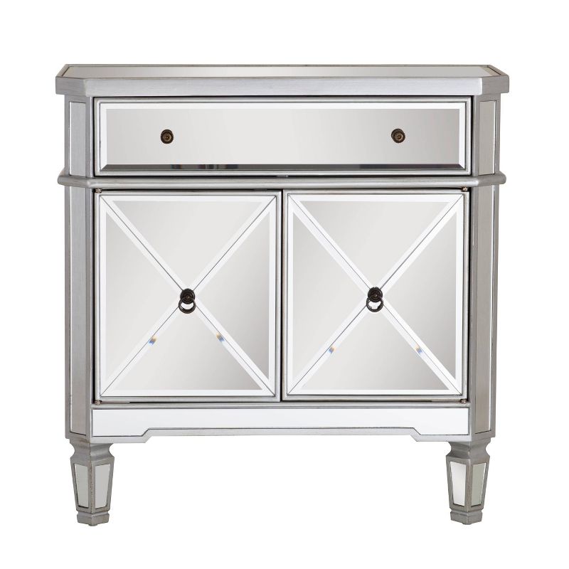 32&#34; Sasha Mirrored Storage Console Night Stand With Drawer Silver - Powell, 4 of 16