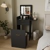 ELECWISH Vanity Set with Flip-top Mirror and Lights, Compact Mini Dressing Table with Fold-up Panel and Storage Chair - 2 of 4