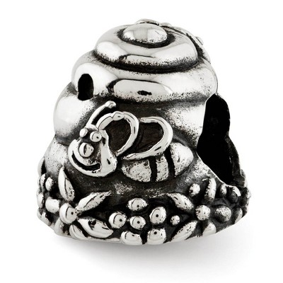 Black Bow Jewelry Sterling Silver Antiqued Beehive Bead Charm