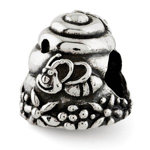 Black Bow Jewelry Sterling Silver Antiqued Beehive Bead Charm - 1 of 3