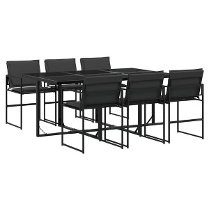vidaXL Patio Dining Set with Cushions Garden Outdoor Furniture Black Textilene - 1 of 4