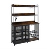 65" Coffee Bar Cabinet, Sideboard Buffet Cabinet with Storage Shelf & Glass Holder, Bakers Rack with Power Outlet for Kitchen Living Dining - 3 of 4