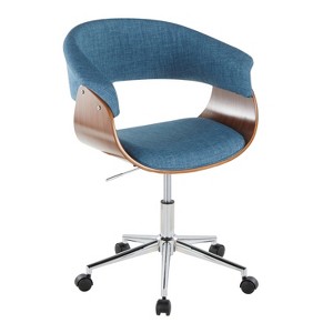 TiramisuBest Mid-Century Modern Blue Fabric Office Chair, Adjustable Height, Swivel, Chrome Base with Casters - 1 of 4