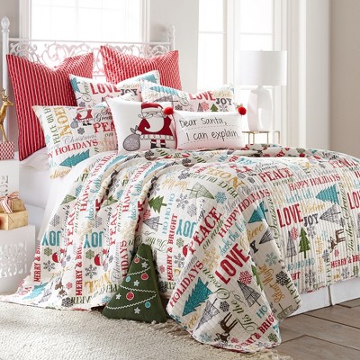 Santa Claus Lane Red Microfiber Twin Reversible Quilt Set