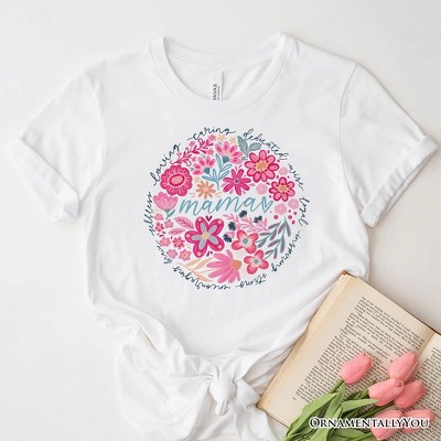 Inspiring Floral Mama T-Shirt, White, Black and Natural Boho Tee for Strong and Loving Mothers| OrnamentallyYou