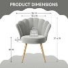 Gray velvet decorative chair with gold metal legs, powder room vanity chair, living room upholstered guest chair - 3 of 4