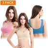 NPolar "3-Pack Women's Seamless Wire-Free Sport Bras - Light Support Tank Tops for Fitness, Yoga & Sleep" XL Pink, Blue, Nude - 2 of 3