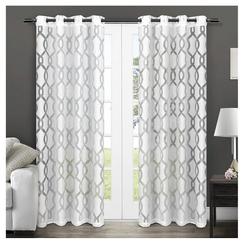 Rio Sheer Window Curtain Panel Pair White - Exclusive Home™ - image 1 of 3