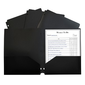C-Line® Two-Pocket Heavyweight Poly Portfolio Folder with Three-Hole Punch, Black, Pack of 12 - 1 of 2