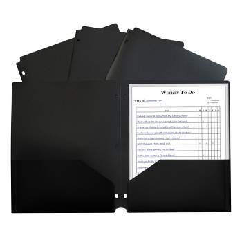 C-Line® Two-Pocket Heavyweight Poly Portfolio Folder with Three-Hole Punch, Black, Pack of 12
