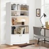 63" 5-Tier Bookcase with 6 Open Shelves & Hidden Storage Door - Adjustable Feet, Modern Floor Standing Shelf for Home Office - 4 of 4