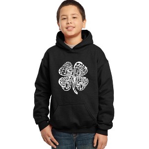 LA Pop Art Boy's Word Art Hooded Sweatshirt - Feeling Lucky - 1 of 4