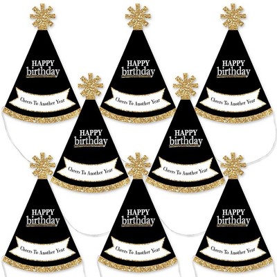 Big Dot of Happiness Adult Birthday - Gold Mini Cone Hat (Adult Happy Birthday - Gold Mini Cone Hat)