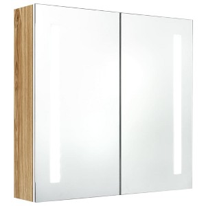 vidaXL Bathroom Cabinet White and Oak Engineered Wood and Glass - 24.4" x 5.5" x 23.6" - 1 of 4