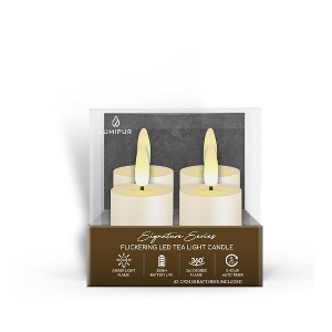LumiPur 4pk 1.5" x2.3" Signature Flickering Flameless LED Wax Tea Light Candle White - 1 of 4