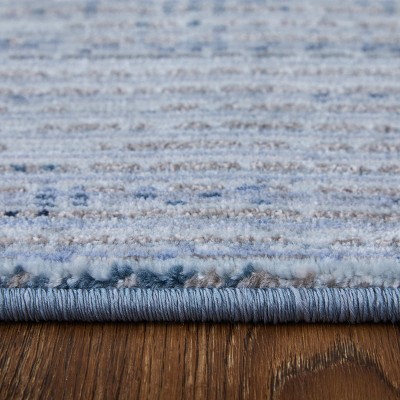 Blue Flat Woven Viscose Rectangular Area Rug