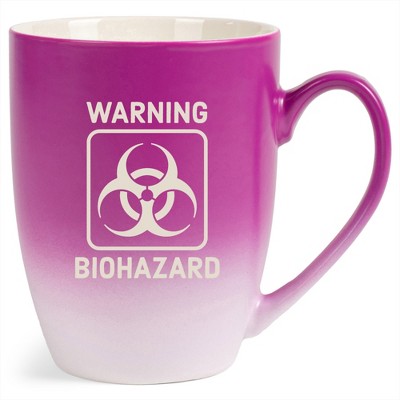 100 North Pink and White Two Toned Ombre, 10 Ounce, Comfortably Fits Your Hands, Ceramic Tea Coffee Cup Mug, Warning Biohazard