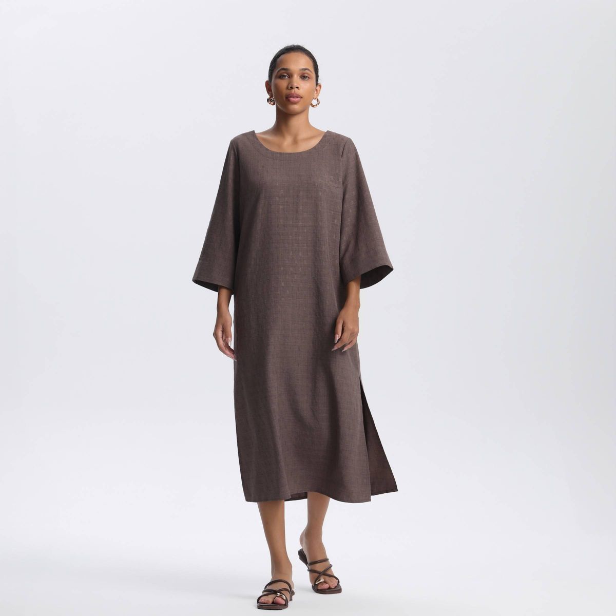 Women's 3/4 Sleeve Midi A-Line Dress - A New Day™ - thumbnail 3
