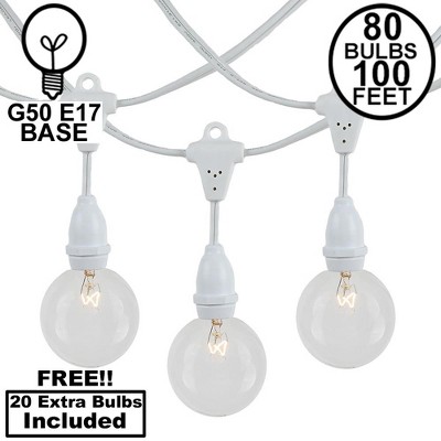 Novelty Lights Globe Outdoor String Lights with 100 suspended Sockets Suspended White Wire 100 Feet