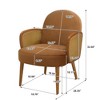 28.35" Velvet Mid-Century Accent Chair with Rattan Armrests and Rubberwood Legs - 2 of 4